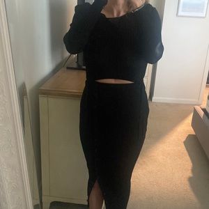 SelfPortrait, long black dress with cutout